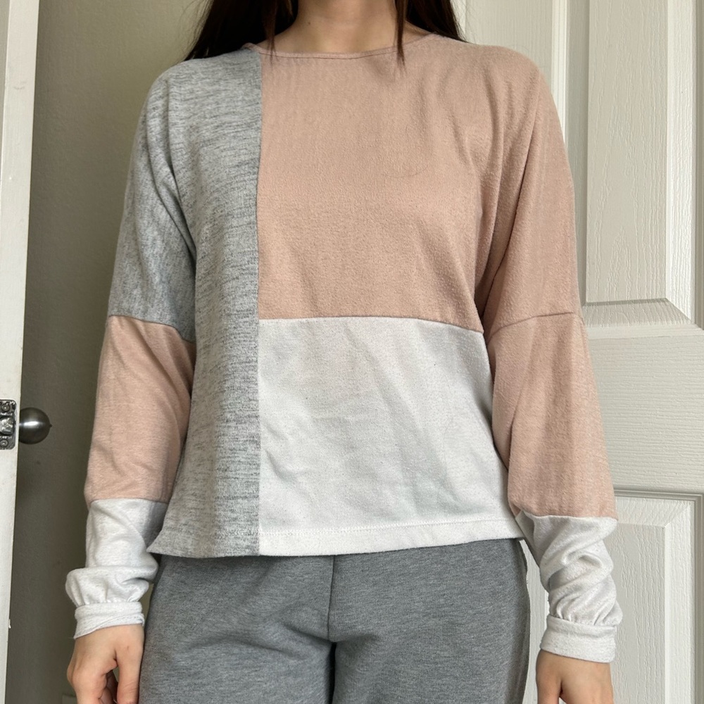 BKE fleece long sleeve color block shirt